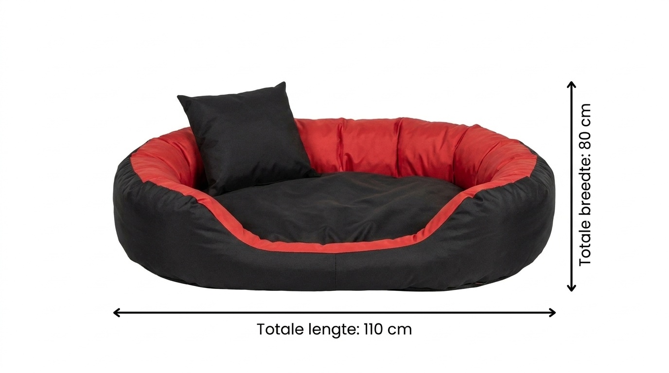 XXL Hondenbed - hondenmand - waterdicht - 110x80cm - zwart rood