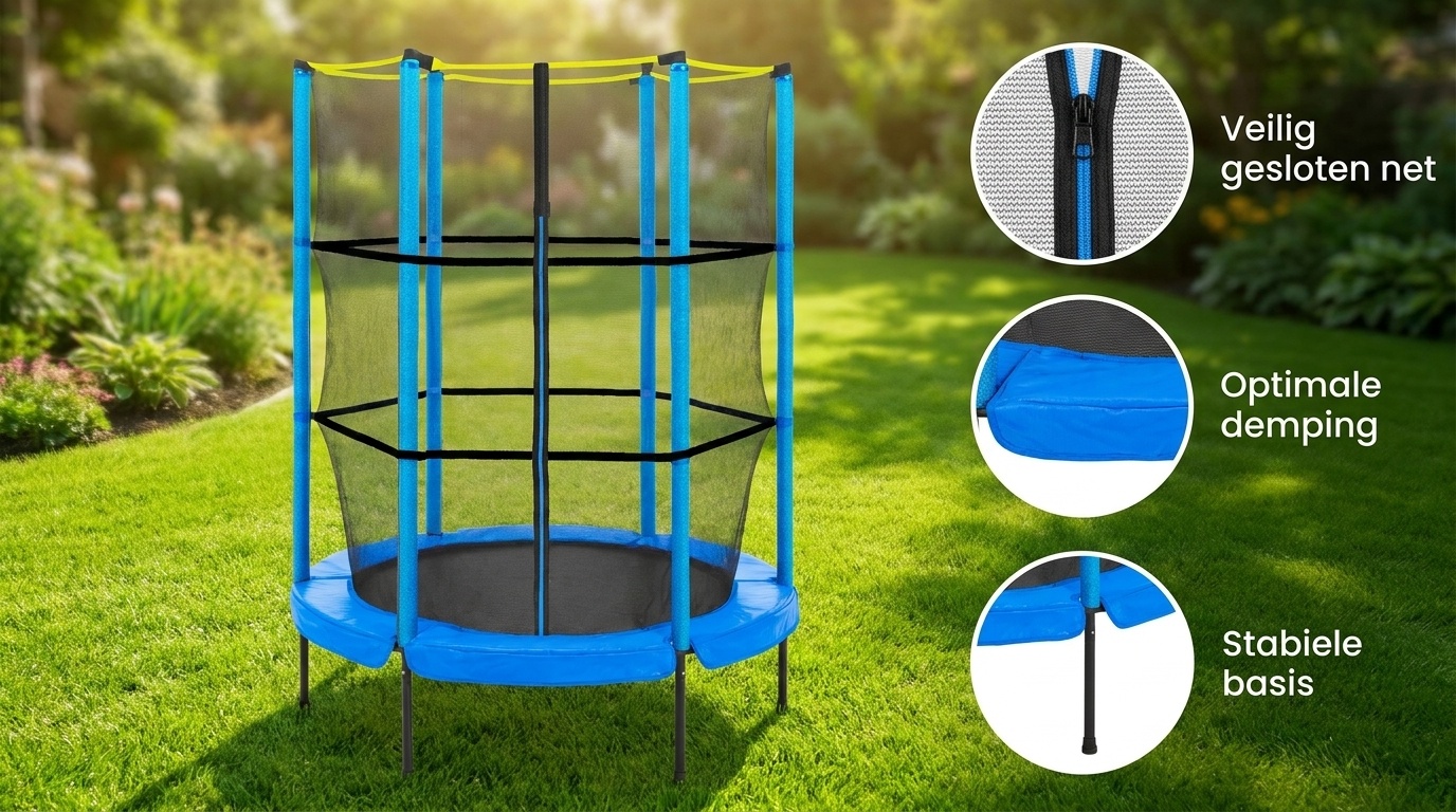 Trampoline met veiligheidsnet - Ø 152 cm - 5ft - blauw