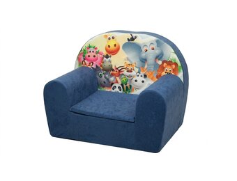 Luxe kinderstoel - kinderfauteuil - sofa - 60 x 45 - donker blauw - Madagaskar