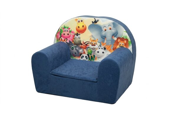 Luxe kinderstoel - kinderfauteuil - sofa - 60 x 45 - donker blauw - Madagaskar