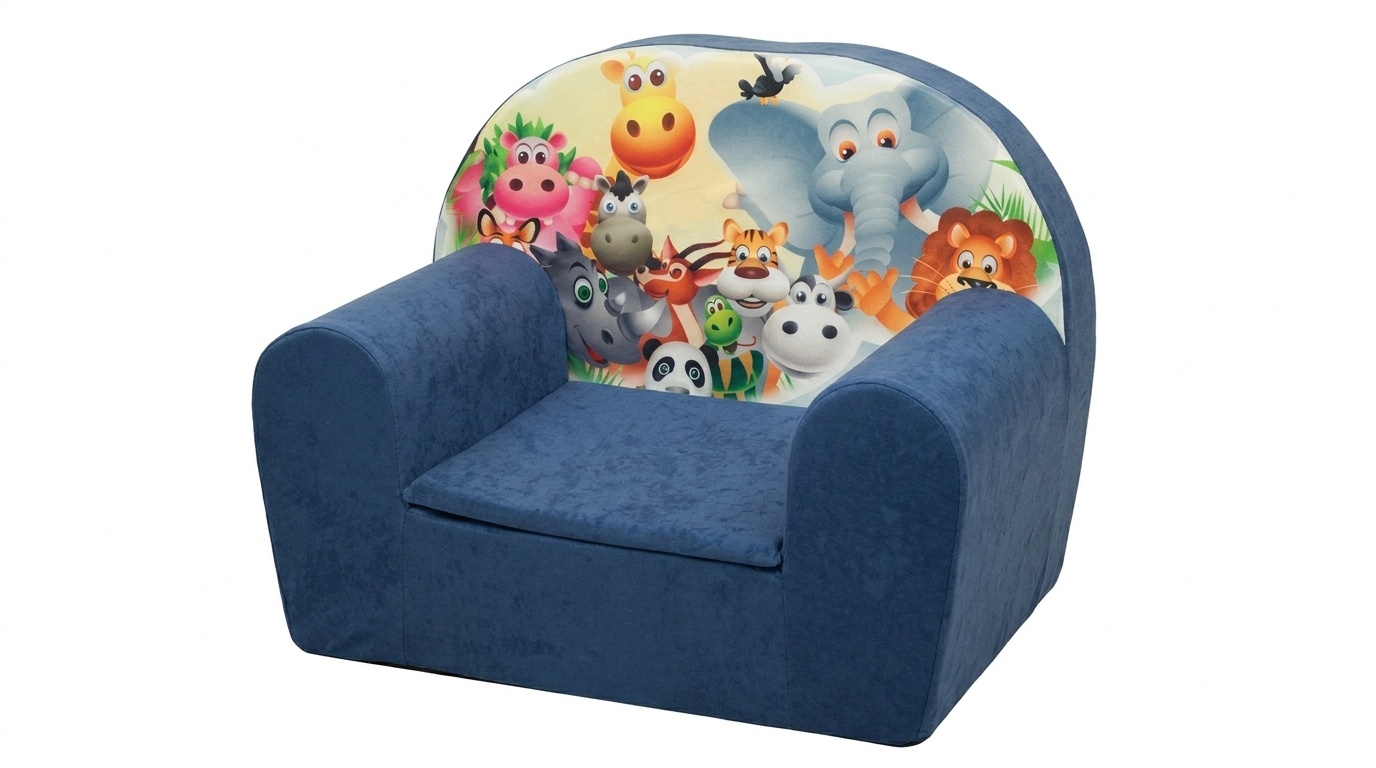 Luxe kinderstoel - kinderfauteuil - sofa - 60 x 45 - donker blauw - Madagaskar