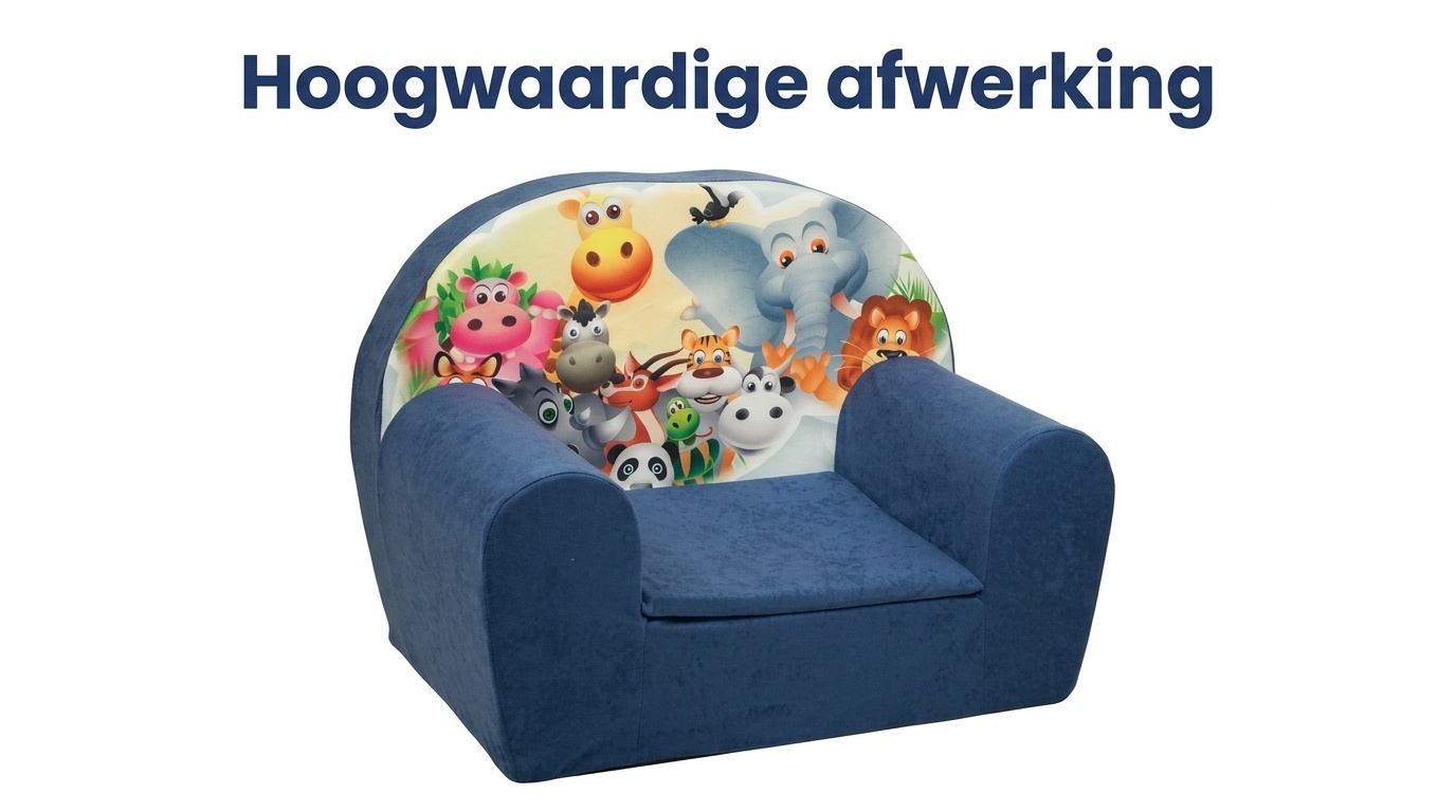 Luxe kinderstoel - kinderfauteuil - sofa - 60 x 45 - donker blauw - Madagaskar