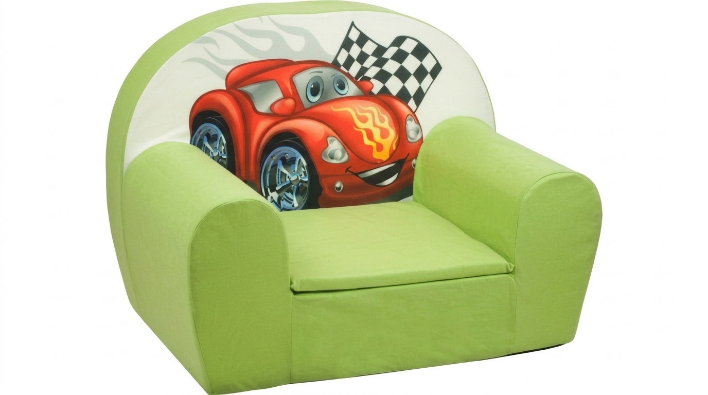 Luxe kinderstoel - zetel - sofa - 60 x 45 - groen cars
