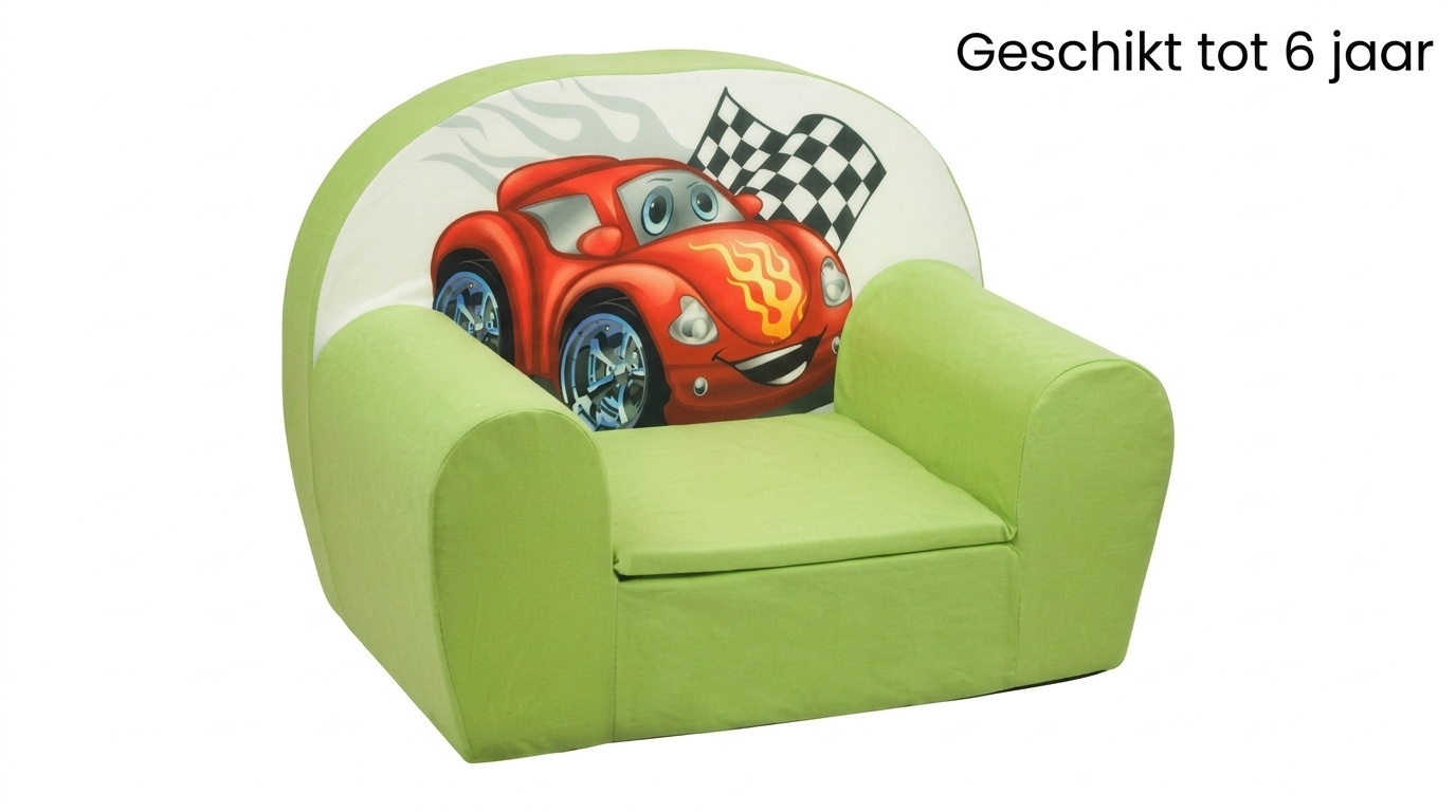 Luxe kinderstoel - zetel - sofa - 60 x 45 - groen cars