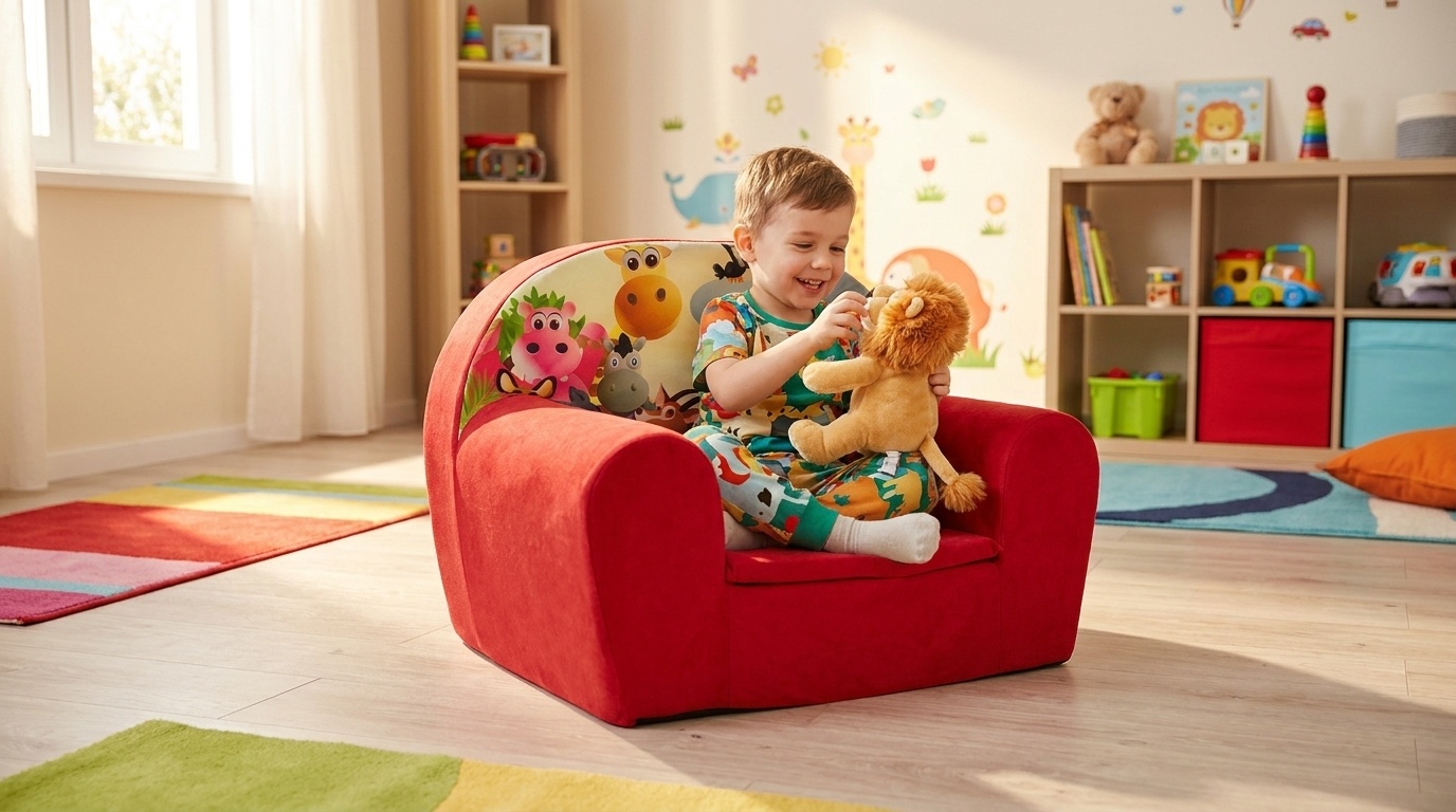 Luxe kinderstoel - kinderfauteuil - sofa - 60 x 45 - rood - Madagaskar