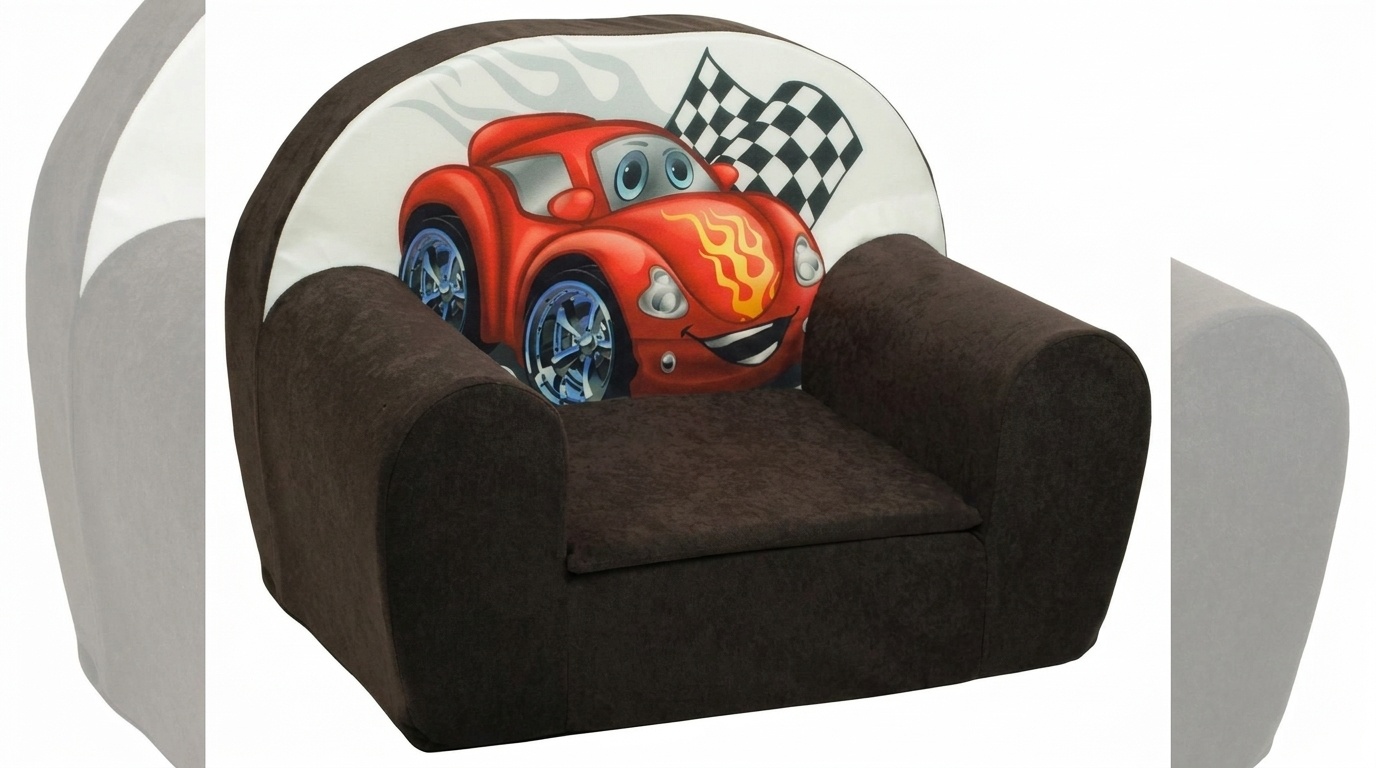 Luxe kinderstoel - kinderfauteuil - sofa - 60 x 45 - bruin - cars