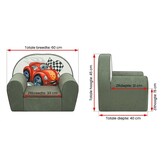Luxe kinderstoel - kinderfauteuil - sofa - 60 x 45 - grijs - cars