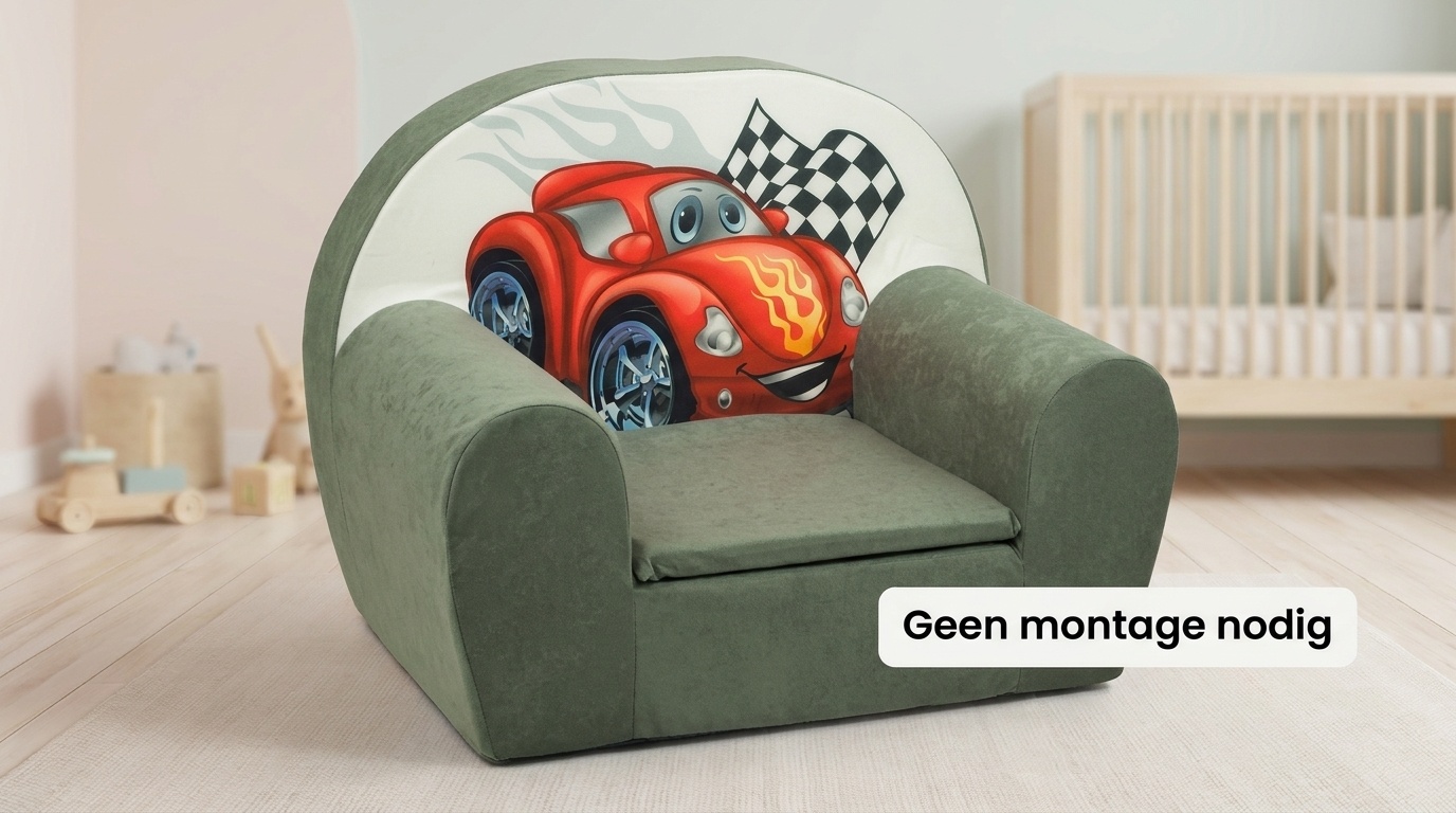 Luxe kinderstoel - kinderfauteuil - sofa - 60 x 45 - grijs - cars