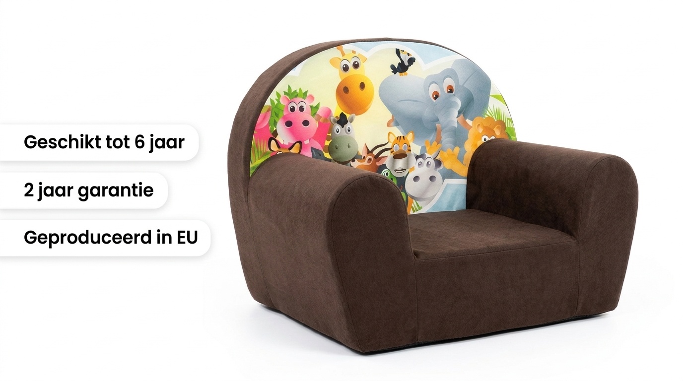 Luxe kinderstoel - kinderfauteuil - sofa - 60 x 45 - bruin - Madagaskar