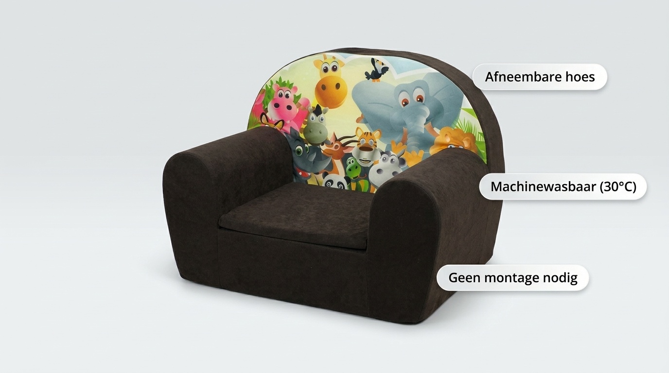 Luxe kinderstoel - kinderfauteuil - sofa - 60 x 45 - bruin - Madagaskar