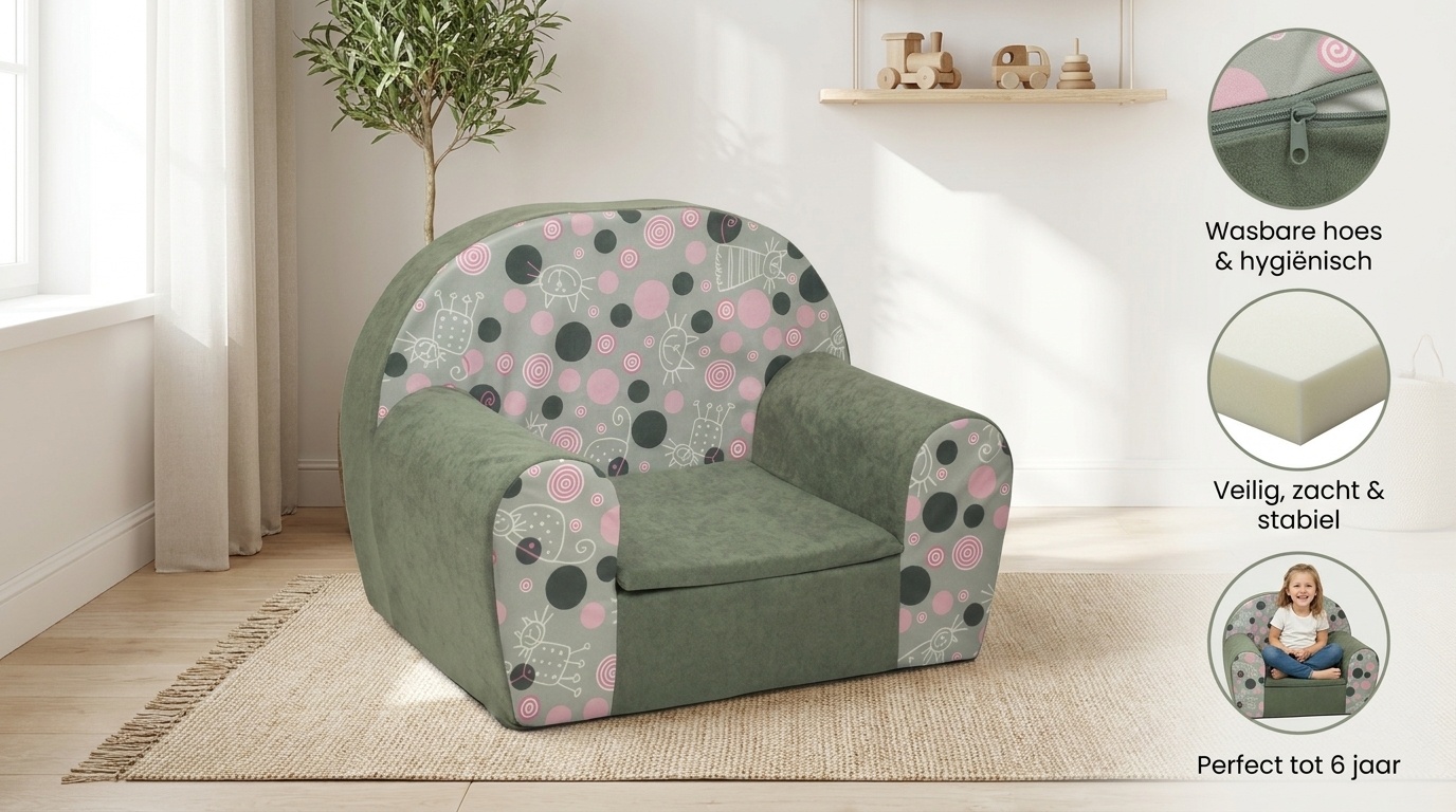 Luxe kinderstoel - kinderfauteuil - sofa - 60 x 45 - grijs - kitty