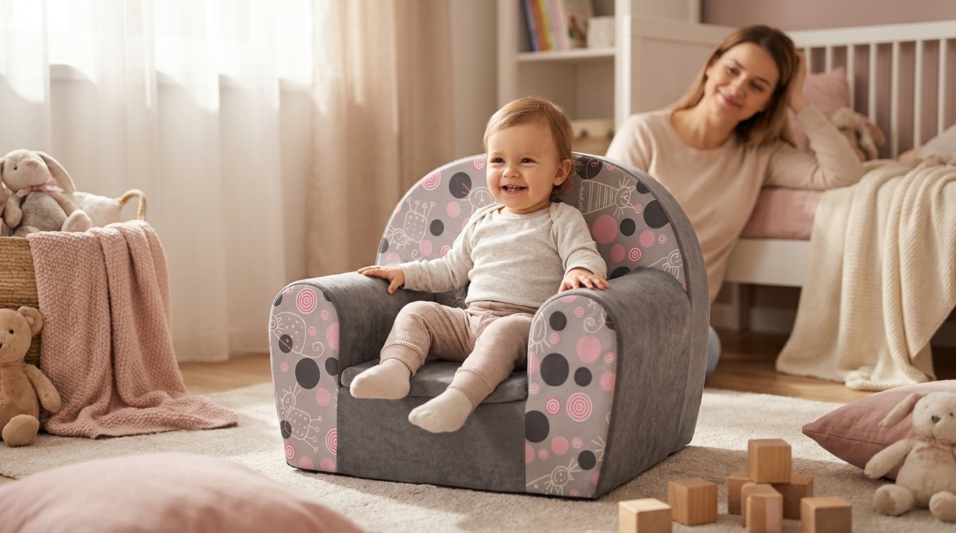 Luxe kinderstoel - kinderfauteuil - sofa - 60 x 45 - grijs - kitty