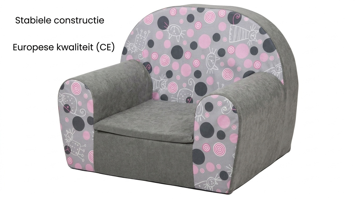 Luxe kinderstoel - kinderfauteuil - sofa - 60 x 45 - grijs - kitty