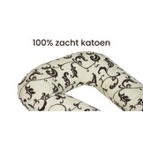 Zwangerschapskussen 100% katoen 235 cm crème met bruine blaadjespatroon