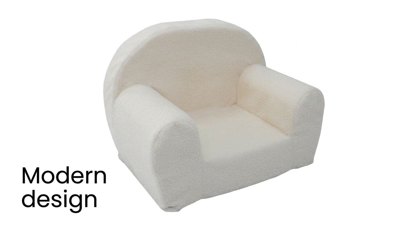 Kinderfauteuil - QUELLE - 60x40x45 cm - boucle - ecru