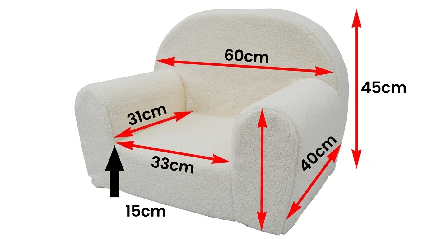Kinderfauteuil - QUELLE - 60x40x45 cm - boucle - ecru