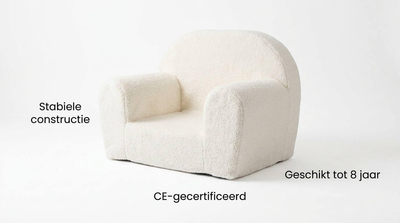 Kinderfauteuil - QUELLE - 60x40x45 cm - boucle - ecru