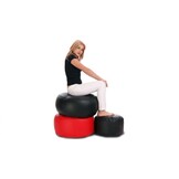 Zwarte poef kunstleer - 47x24cm - Rond - Zwart kunstleer