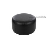 Zwarte poef kunstleer - 47x24cm - Rond - Zwart kunstleer
