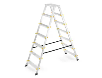Huishoudtrap - 2x 7 treden - aluminium - 3,40 m werkhoogte