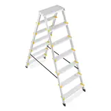 Huishoudtrap - 2x 7 treden - aluminium - 3,40 m werkhoogte