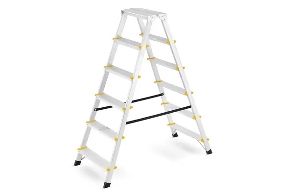 Huishoudtrap - 2x 6 treden - aluminium - 3,21 m werkhoogte
