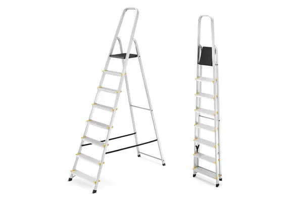 Huishoudtrap - 8 treden - aluminium - 362 cm werkhoogte