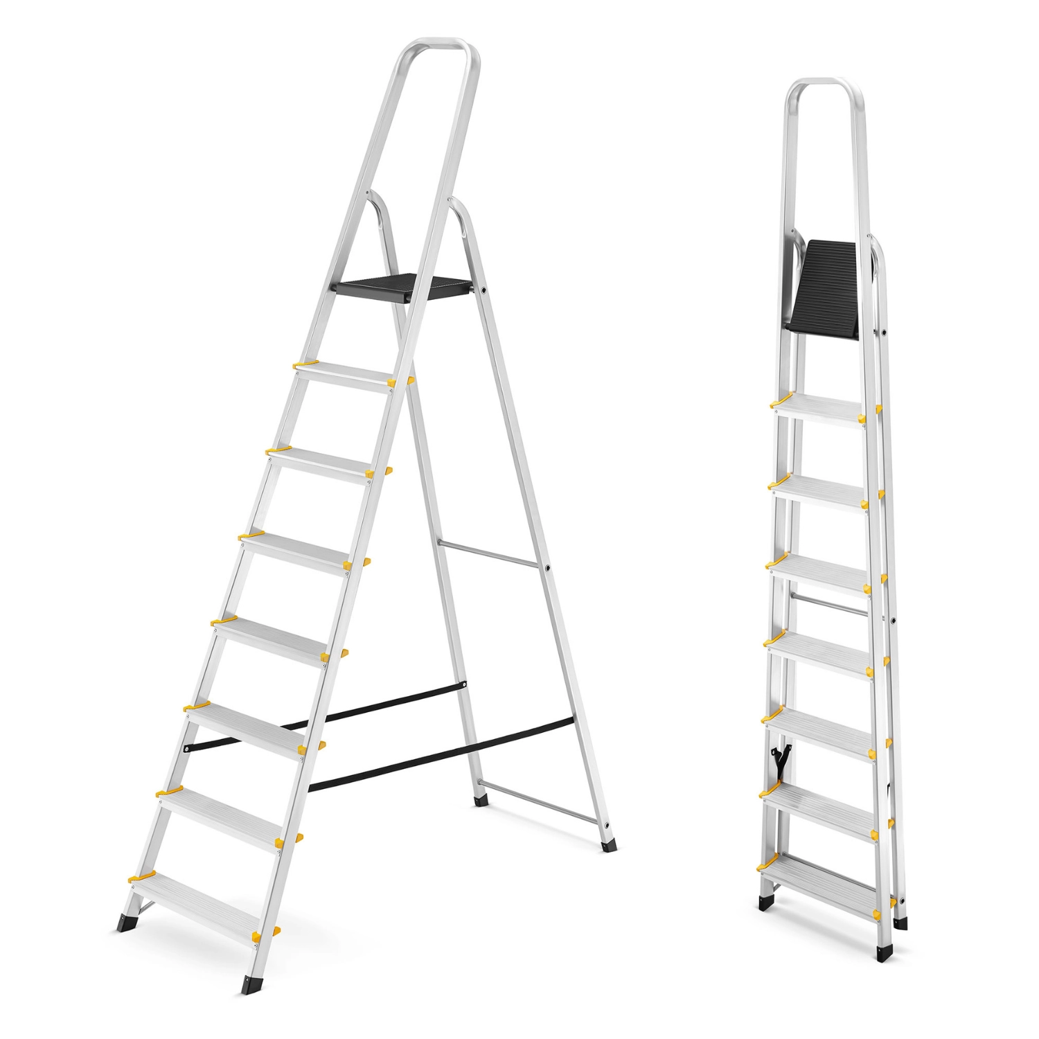 Huishoudtrap - 8 treden - aluminium - 362 cm werkhoogte