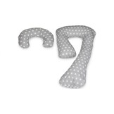Voedingskussen - Zwangerschapskussen - set - 100% katoen - 235 cm - grijs met witte stipjespatroon