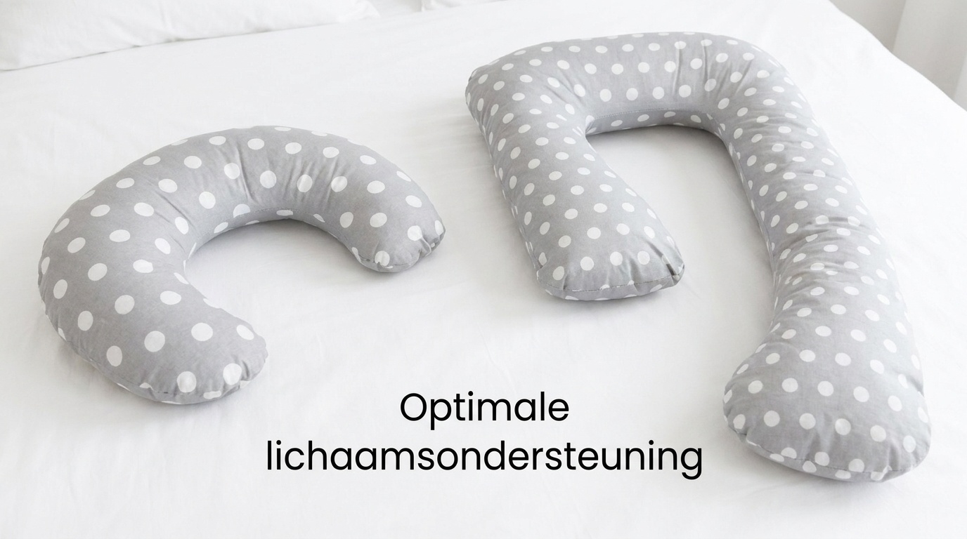 Voedingskussen - Zwangerschapskussen - set - 100% katoen - 235 cm - grijs met witte stipjespatroon