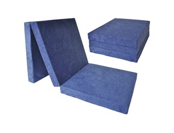 Kinder logeermatras - navy blauw - camping matras - reismatras - opvouwbaar matras - 120 x 60 x 6