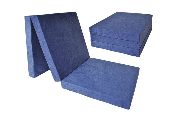 Kinder logeermatras - navy blauw - camping matras - reismatras - opvouwbaar matras - 120 x 60 x 6