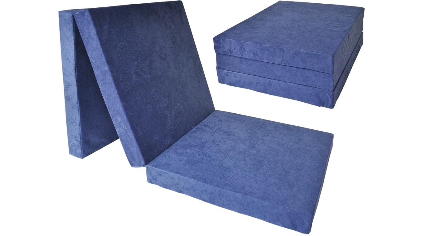 Kinder logeermatras - navy blauw - camping matras - reismatras - opvouwbaar matras - 120 x 60 x 6