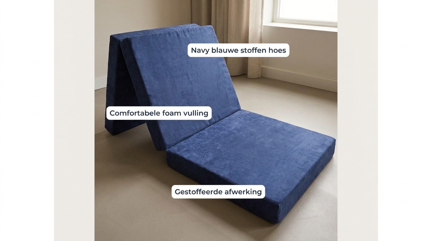 Kinder logeermatras - navy blauw - camping matras - reismatras - opvouwbaar matras - 120 x 60 x 6