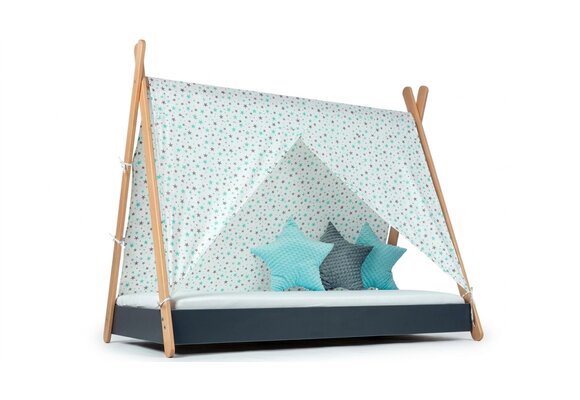 Tentdoek tipibed 180x80cm turqoise sterren