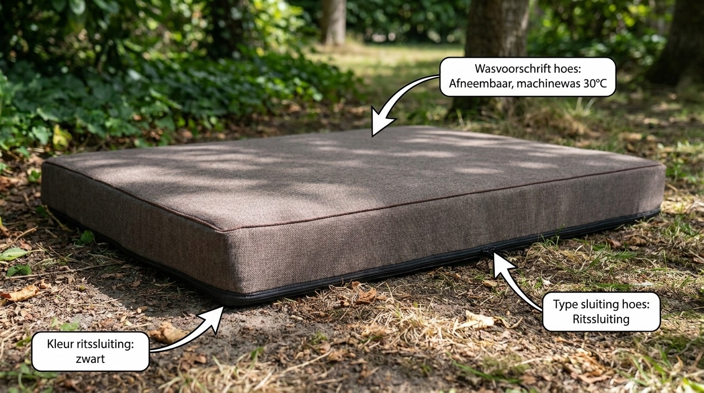 Hondenkussen - maat L - 60x80x8cm - wasbaar - donkerbruin