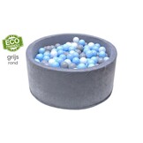 Ballenbak - stevige grijze ballenbad - 90 x 40 cm - 400 ballen Ø 7 cm - blauw, wit, grijs