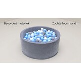 Ballenbak - stevige grijze ballenbad - 90 x 40 cm - 400 ballen Ø 7 cm - blauw, wit, grijs