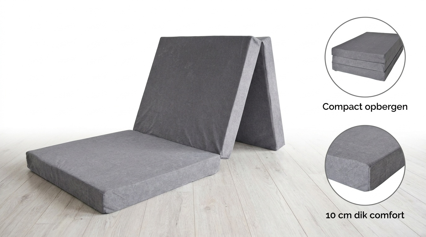 Opklapbaar matras grijs 195x80x10 cm foam logeermatras