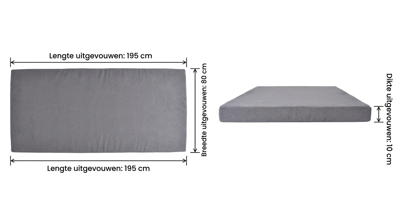 Opklapbaar matras grijs 195x80x10 cm foam logeermatras