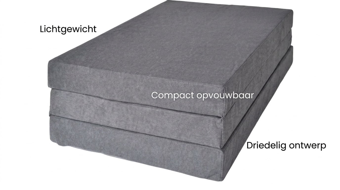 Opklapbaar matras grijs 195x80x10 cm foam logeermatras
