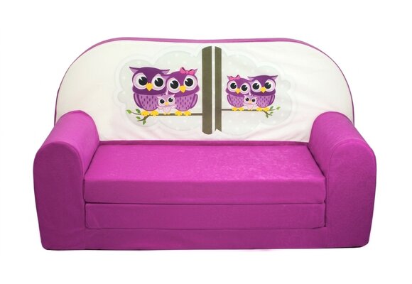 Kinder slaapbank - sofa - roze - logeermatras - 85 x 60 - uil