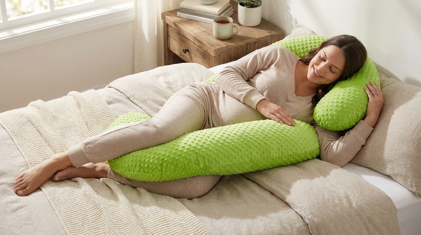 Voedingskussen - Zwangerschapskussen - 100% katoen - 240 cm - groen