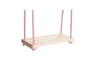 Houten schommel - 42x18 cm - naturel - rood wit