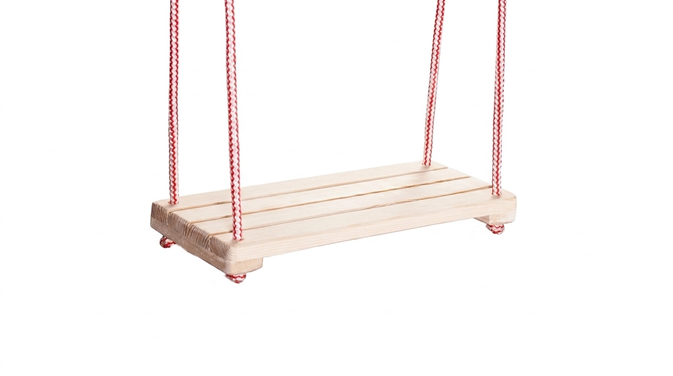 Houten schommel - 42x18 cm - naturel - rood wit