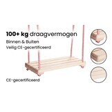 Houten schommel - 42x18 cm - naturel - rood wit