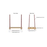 Houten schommel - 42x18 cm - naturel - rood wit