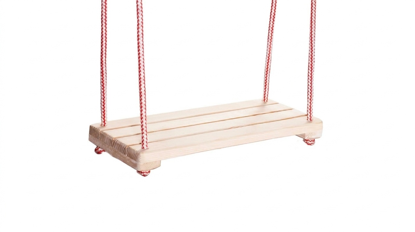 Houten schommel - 42x18 cm - naturel - rood wit