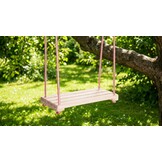 Houten schommel - 42x18 cm - naturel - rood wit