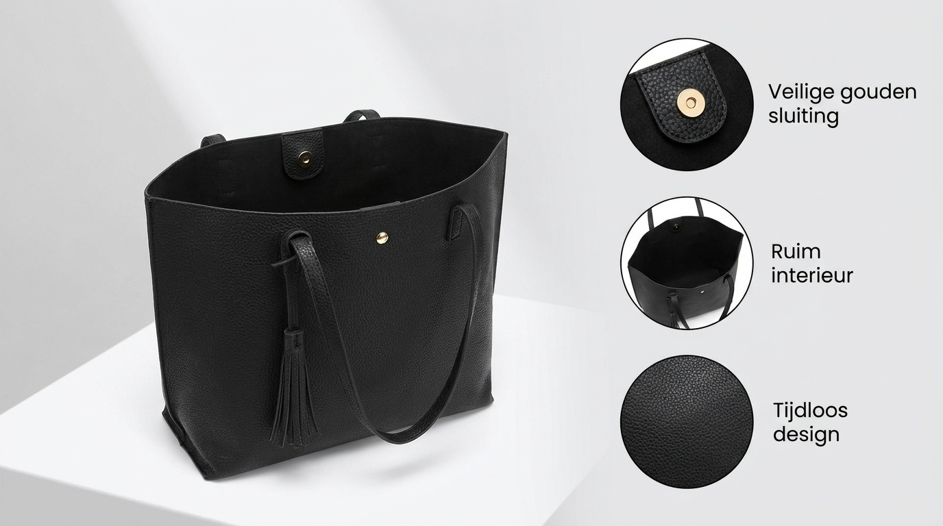 Schoudertas dames - handtas - 36x11x30 cm - zwart